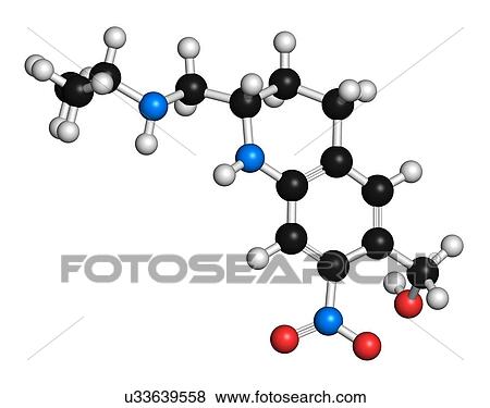 "Oxamniquine anthelmintic drug molecule. Used to treat Schistosoma mansoni infections. Atoms are represented as spheres with conventional colour coding: hydrogen (white), carbon (black), oxygen (red), nitrogen (blue). " View Large Illustration Stock Illustration - "Oxamniquine anthelmintic drug molecule. Used to treat Schistosoma mansoni infections. Atoms are represented as spheres with conventional colour coding: hydrogen (white), carbon (black), oxygen (red), nitrogen (blue). ". Fotosearch