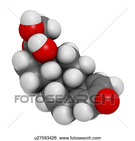 Stock Illustration - "Prednisolone corticosteroid drug molecule. Atoms are represented as spheres with conventional colour coding: hydrogen (white), carbon (grey), oxygen (red). ". Fotosearch