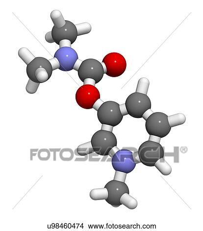 "Pyridostigmine cholinesterase drug molecule. Used in treatment of myasthenia gravis and as antidote to some nerve agents. Atoms are represented as spheres with conventional colour coding: hydrogen (white), carbon (grey), oxygen (red), nitrogen (blue). " View Large Illustration Stock Illustration - "Pyridostigmine cholinesterase drug molecule. Used in treatment of myasthenia gravis and as antidote to some nerve agents. Atoms are represented as spheres with conventional colour coding: hydrogen (white), carbon (grey), oxygen (red), nitrogen (blue). ". Fotosearch