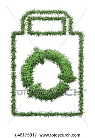 Stock Illustration - "Recycling logo on a shopping bag made from grass, computer illustration. ". Fotosearch