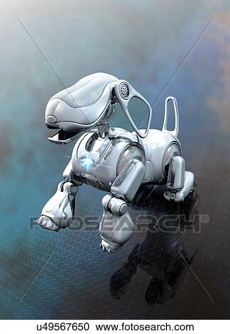 Clipart - "Robotic dog, computer illustration. ". Fotosearch