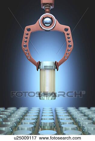 Stock Illustration - "Robotic hand holding a virus, computer illustration. ". Fotosearch