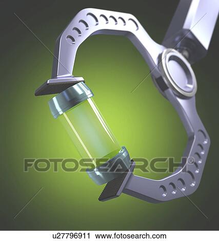 Clip Art - "Robotic hand holding an empty test tube, computer illustration. ". Fotosearch