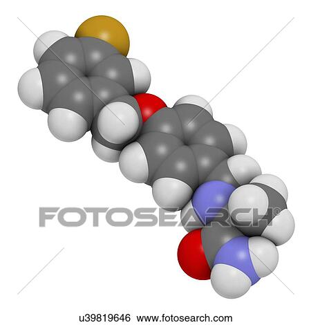 "Safinamide Parkinson's disease drug molecule. Atoms are represented as spheres with conventional colour coding: hydrogen (white), carbon (grey), oxygen (red), nitrogen (blue), fluorine (gold). " View Large Illustration Stock Illustration - "Safinamide Parkinson's disease drug molecule. Atoms are represented as spheres with conventional colour coding: hydrogen (white), carbon (grey), oxygen (red), nitrogen (blue), fluorine (gold). ". Fotosearch