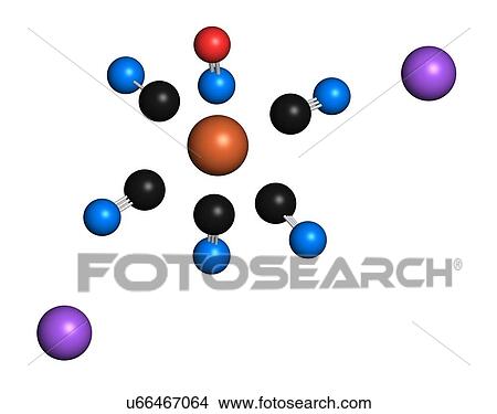 "Sodium nitroprusside (SNP) antihypertensive drug molecule. Atoms are represented as spheres with conventional colour coding: carbon (black), oxygen (red), nitrogen (blue), sodium (blue), iron (orange). " View Large Illustration Stock Illustration - "Sodium nitroprusside (SNP) antihypertensive drug molecule. Atoms are represented as spheres with conventional colour coding: carbon (black), oxygen (red), nitrogen (blue), sodium (blue), iron (orange). ". Fotosearch