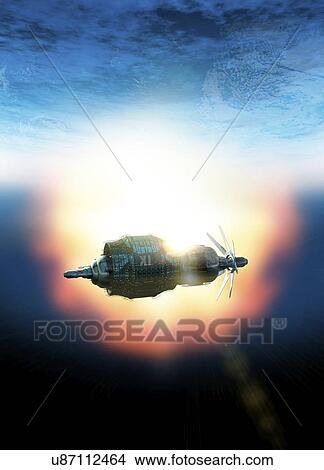 Stock Illustration - "Spacecraft in the sky, computer illustration. ". Fotosearch