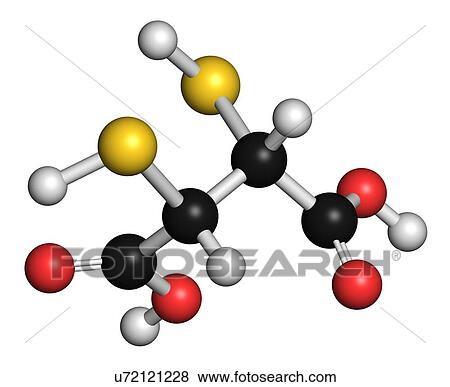 Stock Illustration - "Succimer (dimercaptosuccinic acid, DMSA) lead poisoning drug molecule. Antidote used in heavy metal poisoning; acts by forming chelates with metals. ". Fotosearch