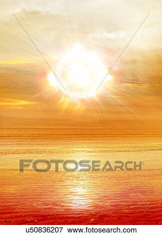 "Sun shining brightly over the water, computer illustration. " View Large Illustration Stock Illustration - "Sun shining brightly over the water, computer illustration. ". Fotosearch