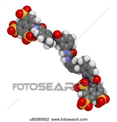 "Suramin sleeping sickness drug molecule. Atoms are represented as spheres with conventional colour coding: hydrogen (white), carbon (black), oxygen (red), nitrogen (blue), sulfur (yellow). " View Large Illustration Drawing - "Suramin sleeping sickness drug molecule. Atoms are represented as spheres with conventional colour coding: hydrogen (white), carbon (black), oxygen (red), nitrogen (blue), sulfur (yellow). ". Fotosearch
