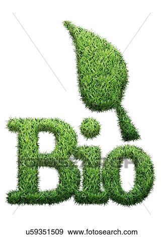 Stock Illustration - "The word bio and a leaf made form grass, computer illustration. ". Fotosearch