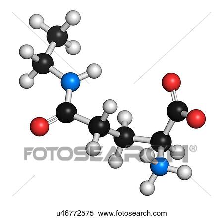 "Theanine herbal molecule. Constituent of tea prepared from Camellia sinensis. Also taken as nutritional supplement. Atoms are represented as spheres with conventional colour coding: hydrogen (white), carbon (black), oxygen (red), nitrogen (blue). " View Large Illustration Stock Illustration - "Theanine herbal molecule. Constituent of tea prepared from Camellia sinensis. Also taken as nutritional supplement. Atoms are represented as spheres with conventional colour coding: hydrogen (white), carbon (black), oxygen (red), nitrogen (blue). ". Fotosearch