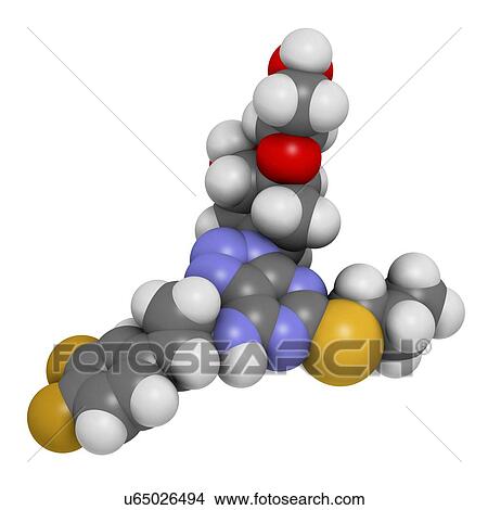 "Ticagrelor platelet inhibitor drug. Used to prevent thrombosis. Atoms are represented as spheres with conventional colour coding: hydrogen (white), carbon (grey), oxygen (red), nitrogen (blue), sulfur (yellow), fluorine (gold). " View Large Illustration Stock Illustration - "Ticagrelor platelet inhibitor drug. Used to prevent thrombosis. Atoms are represented as spheres with conventional colour coding: hydrogen (white), carbon (grey), oxygen (red), nitrogen (blue), sulfur (yellow), fluorine (gold). ". Fotosearch