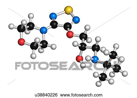 Timolol Beta Adrenergic 受容器 Antagonist 薬 Molecule 使われた 中に 待遇 の 緑内障 偏頭痛 高血圧 Etc イラスト U Fotosearch