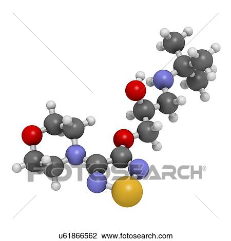Drawing - "Timolol beta-adrenergic receptor antagonist drug molecule. Used in treatment of glaucoma, migraine, hypertension, etc. ". Fotosearch
