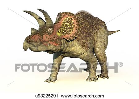 Clip Art - "Triceratops dinosaur, computer illustration. ". Fotosearch