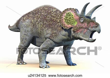 Stock Illustration - "Triceratops dinosaur, computer illustration. ". Fotosearch