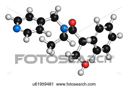 "Tropicamide mydriatic eye drug molecule. Atoms are represented as spheres with conventional colour coding: hydrogen (white), carbon (black), oxygen (red), nitrogen (blue). " View Large Illustration Clip Art - "Tropicamide mydriatic eye drug molecule. Atoms are represented as spheres with conventional colour coding: hydrogen (white), carbon (black), oxygen (red), nitrogen (blue). ". Fotosearch
