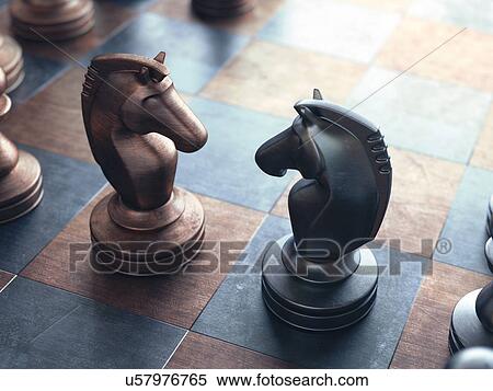 Stock Illustration - "Two chess pieces on a chess board, computer illustration. ". Fotosearch