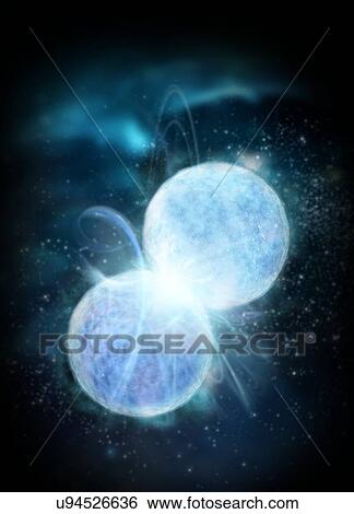 "Two giant blue stars merging, computer illustration. " View Large Illustration Stock Illustration - "Two giant blue stars merging, computer illustration. ". Fotosearch