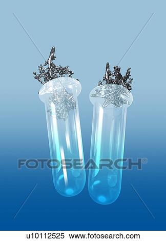 "Two test tubes with metal, computer illustration. " View Large Illustration Stock Illustration - "Two test tubes with metal, computer illustration. ". Fotosearch