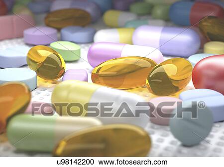 "Variety of drugs and medication, computer illustration. " View Large Illustration Clipart - "Variety of drugs and medication, computer illustration. ". Fotosearch