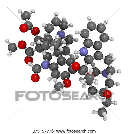 "Vincrinstine cancer drug molecule (vinca alkaloid class). Atoms are represented as spheres with conventional colour coding: hydrogen (white), carbon (grey), oxygen (red), nitrogen (blue). " View Large Illustration Stock Illustration - "Vincrinstine cancer drug molecule (vinca alkaloid class). Atoms are represented as spheres with conventional colour coding: hydrogen (white), carbon (grey), oxygen (red), nitrogen (blue). ". Fotosearch