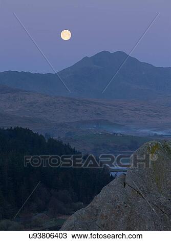 Moonset over Mount Snowdon 2 View Large Photo Image Stock Image - Moonset over Mount Snowdon 2. Fotosearch