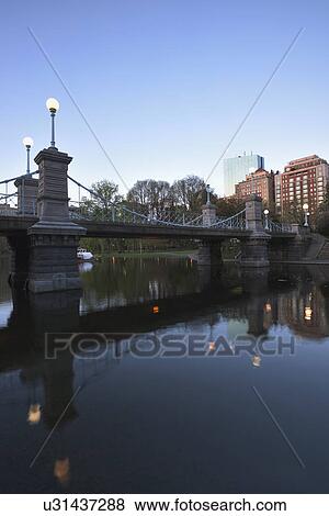 Stock Photo - Boston public garden at dawn. Fotosearch