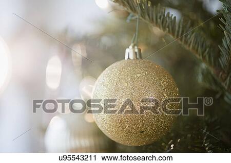 Christmas bauble on Christmas tree View Large Photo Image Stock Image - Christmas bauble on Christmas tree. Fotosearch