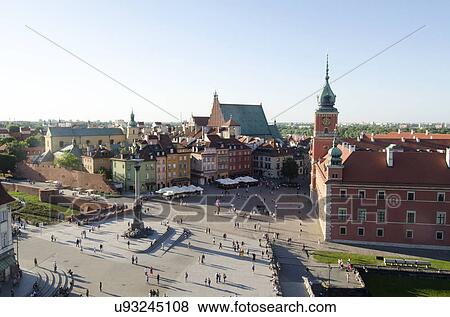 Elevated view of town square View Large Photo Image Stock Photo - Elevated view of town square. Fotosearch