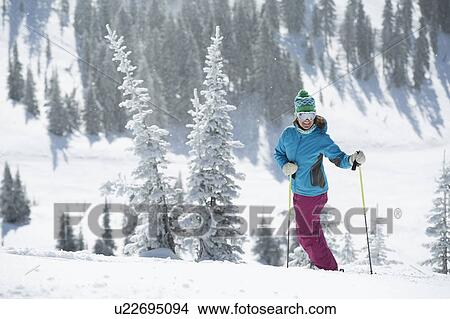 Female skier on hill View Large Photo Image Picture - Female skier on hill. Fotosearch