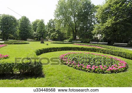 Stock Photo - Flowerbed in Lazienki Park. Fotosearch
