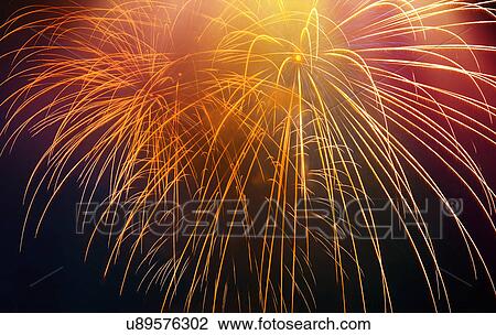 Stock Image - Independence Day celebration with fireworks. Fotosearch