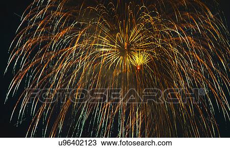 Stock Image - Independence Day celebration with fireworks. Fotosearch