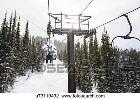 Man in ski lift, rear view View Large Photo Image Stock Image - Man in ski lift, rear view. Fotosearch