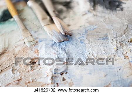 Paintbrushes and palette View Large Photo Image Stock Image - Paintbrushes and palette. Fotosearch