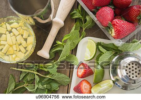 Stock Photograph - Studio shot of cocktail ingredients. Fotosearch