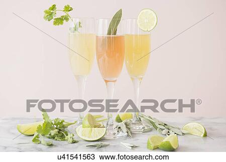 Stock Image - Studio shot of refreshing cocktails. Fotosearch