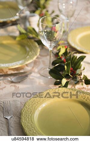 Stock Photo - View of festive table. Fotosearch