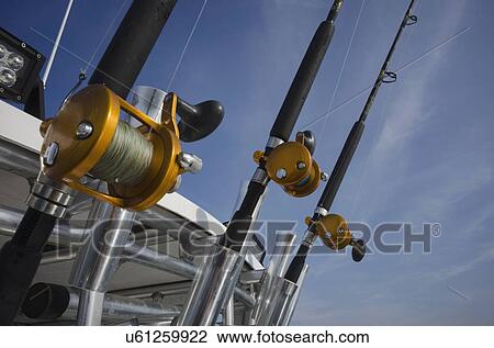 Stock Image - View of fishing rods. Fotosearch