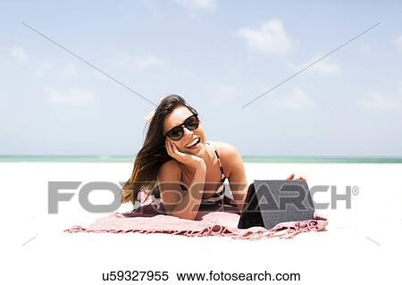 Woman on beach View Large Photo Image Stock Photography - Woman on beach. Fotosearch