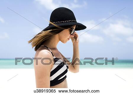 Woman on tropical beach View Large Photo Image Stock Photography - Woman on tropical beach. Fotosearch