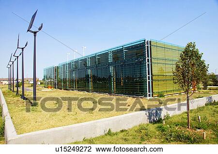 Stock Image -  547 arts center green building solar wind kansas. Fotosearch