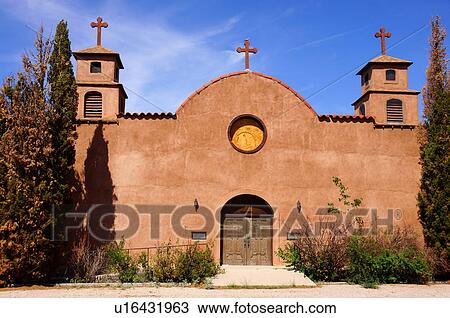 Stock Image -  adobe church san antonio new mexico nm christian. Fotosearch