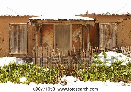 adobe house mora new mexico nm winter snow View Large Photo Image Stock Image - adobe house mora new mexico nm winter snow. Fotosearch