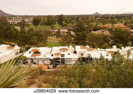 aerial view of phoenix from the wrigley mansion View Large Photo Image Stock Photo - aerial view of phoenix from the wrigley mansion. Fotosearch