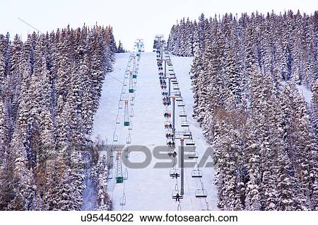 Stock Image -  aerial view of ski lift ski-lift conveyor chair. Fotosearch