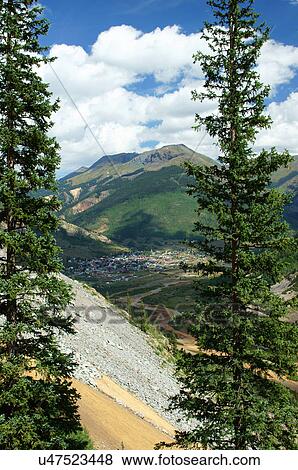 aerial view silverton colorado highway 550 city View Large Photo Image Stock Photo - aerial view silverton colorado highway 550 city. Fotosearch