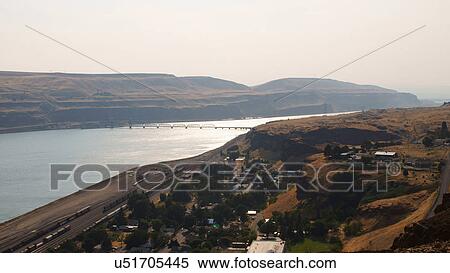 Stock Photography -  aerial view wishram washington wq ample big. Fotosearch