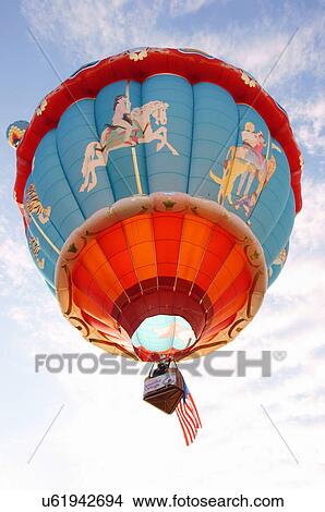 Picture -  albq balloon fiesta american flag carousel hot. Fotosearch